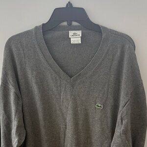 Lacoste Men's Charcoal V-Neck Sweater